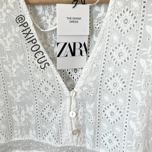 ZARA SWISS DOT EMBROIDERED DRESS WHITE - Picture 12 of 15